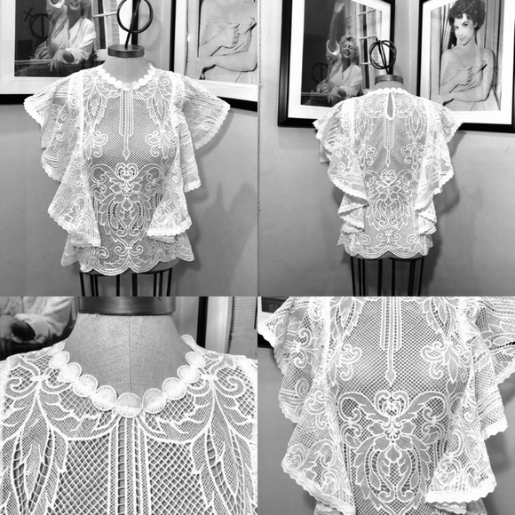 Beautiful Ruffle short sleeve Lace top - Picture 3 of 6
